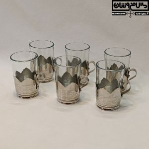 لیوان گالش مس و شیشه سایز 2 کوچک آبکاری کروم مدل تابسان 3 |