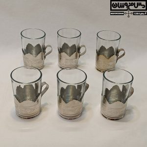 لیوان گالش مس و شیشه سایز 2 کوچک آبکاری کروم مدل تابسان 5 |