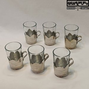 لیوان گالش مس و شیشه سایز 2 کوچک آبکاری کروم مدل تابسان 6 |