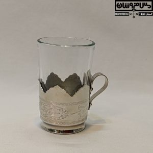 لیوان گالش مس و شیشه سایز 2 کوچک آبکاری کروم مدل تابسان 7 |