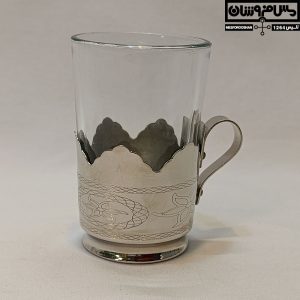 لیوان گالش مس و شیشه سایز 2 کوچک آبکاری کروم مدل تابسان 8 |