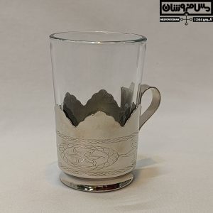 لیوان گالش مس و شیشه سایز 2 کوچک آبکاری کروم مدل تابسان 9 |