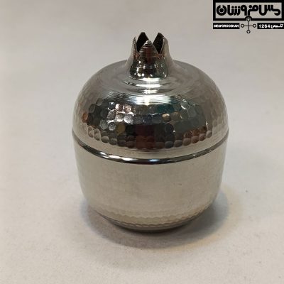 قندان مسی چکشی انار کروم سایز 1 مدل یلدا ساخت مس فروشان