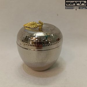 قندان مسی سیب کروم سایز ۲ مدل اپل، بدنه چکشی زنجان نانو شده و روکش براق کروم، نمای اصلی محصول