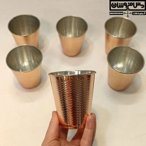 لیوان مسی چکشی مدل کوهرنگ بسته ۶تایی، لیوان دوغ خوری سایز ۱ پارسیان حجم ۲۵۰ سی‌سی مناسب پذیرایی