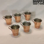 لیوان مسی چکشی زنجان ست ۶تایی مدل ساروی، لیوان مسی نانو ۳۵۰ سی‌سی مناسب پذیرایی و هدیه سازمانی
