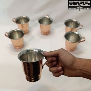 لیوان مسی چکشی زنجان ست 6تایی مدل ساروی 17 |