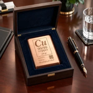 شمش مس 99 999 | 250 گرمی | مس فروشان 2 شمش مس 99 999 | 250 گرمی | مس فروشان 9999 percent pure copper ingot 250g corporate gift تولید و فروش تخصصی انواع شمش مسی، فلزات رنگین، محصولات صنعتی و ظروف مسی. 2 شمش مس 99 999 هدیه شمش مس 99 999 خالص 250 گرمی برای مدیران ارشد، قراردادهای تجاری و هدایای آخر سال سازمانها.