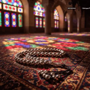 تسبیح نقره ۳۳ دانه مدل مشهد در مسجد